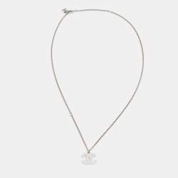 Pre Owned Chanel Bicolor Striped Enamel CC Silver Tone Chain Necklace