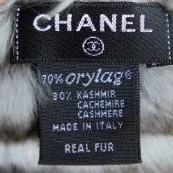 Chanel Brown Orylag Fur & Cashmere CC Stole
