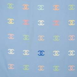 Chanel Light Blue CC Printed Silk Square Scarf