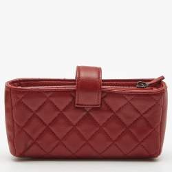 Chanel Red Quilted Leather CC Phone Holder Pouch