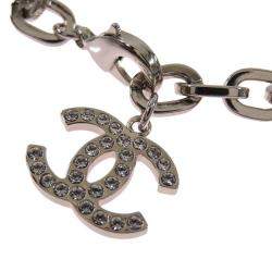 Pre Owned Chanel Silver Tone Metal Coco Buckle Chain Belt