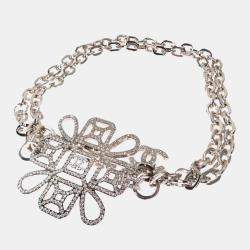 Pre Owned Chanel Silver Tone Metal Coco Buckle Chain Belt