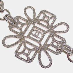 Pre Owned Chanel Silver Tone Metal Coco Buckle Chain Belt