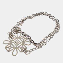 Pre Owned Chanel Silver Tone Metal Coco Buckle Chain Belt