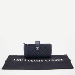 Chanel Blue Quilted Leather CC Phone Pouch
