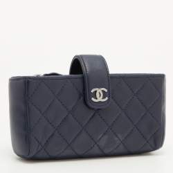 Chanel Blue Quilted Leather CC Phone Pouch