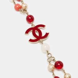 Pre Owned Chanel Multicolour Beads CC Double Stranded Long necklace