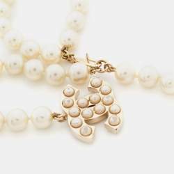 Pre Owned Chanel Gold Tone Faux Pearl CC Waist Belt