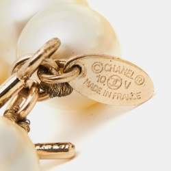 Pre Owned Chanel Gold Tone Faux Pearl CC Waist Belt