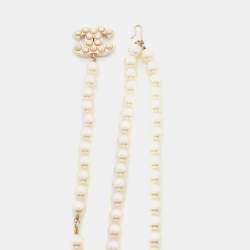Pre Owned Chanel Gold Tone Faux Pearl CC Waist Belt