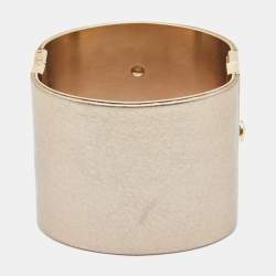Chanel CC Gold Tone Wide Cuff Bracelet