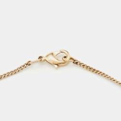 Pre Owned Chanel CC Crystals Gold Tone Pendant Necklace