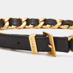 Chanel Black Leather Chain Link Buckle Belt 70CM