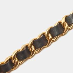 Chanel Black Leather Chain Link Buckle Belt 70CM