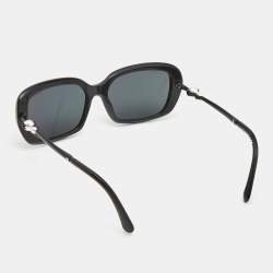 Pre Owned Chanel Black CC Pearl Rectangle Sunglasses 