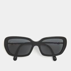 Pre Owned Chanel Black CC Pearl Rectangle Sunglasses 