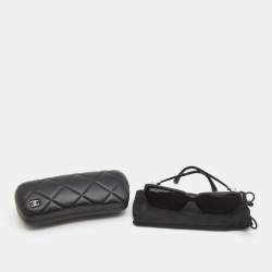 Pre Owned Chanel Black CC Pearl Rectangle Sunglasses 