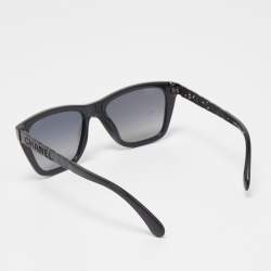Chanel Black Logo Polarized Rectangle Sunglasses