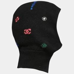 Pre Owned Chanel Black Cashmere Street Style Balaclava Hat Size M