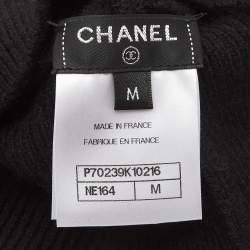 Pre Owned Chanel Black Cashmere Street Style Balaclava Hat Size M