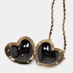 Pre Owned Chanel Black/Beige Tweed CC Locket Necklace