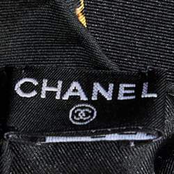 Chanel Black Departures Board Printed Silk Square Scarf