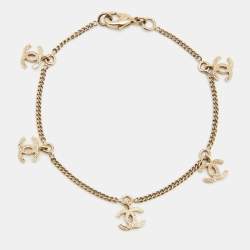 Chanel CC Gold Tone Charm Bracelet