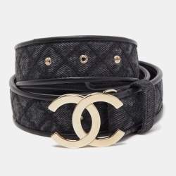 Chanel Black Leather CC Logo Buckle Wide Belt 90 CM Chanel | The Luxury  Closet