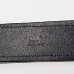 Pre Owned Chanel Black Quilted Denim and Leather CC Buckle Belt 75CM