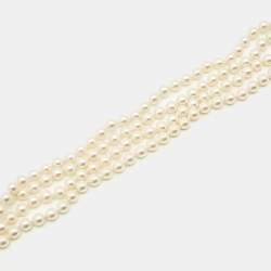 Pre Owned Chanel Gold Foil Leather And Faux Pearl Double Wrap Waist Belt