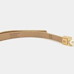 Pre Owned Chanel Gold Foil Leather And Faux Pearl Double Wrap Waist Belt