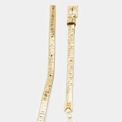 Pre Owned Chanel Gold Foil Leather And Faux Pearl Double Wrap Waist Belt