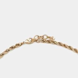Pre Owned Chanel CC Faux Pearl Gold Tone Pendant Necklace