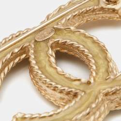 Chanel CC Crystals Gold Tone Brooch