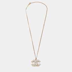 Chanel CC Resin Gold Tone Pendant Necklace