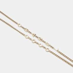 Pre Owned Chanel Coco Faux Pearl Enamel Lady Gold Tone Necklace