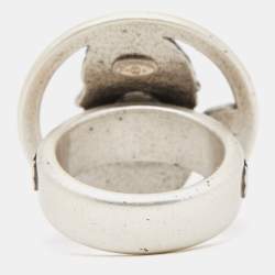 Pre Owned Chanel Mademoiselle Silver Tone Ring EU 54