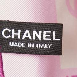 Chanel Pink CC Flower Print Silk Scarf