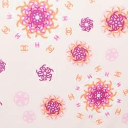 Chanel Pink CC Flower Print Silk Scarf