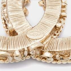 Chanel Black Enamel Gold Tone CC Baroque Pin Brooch