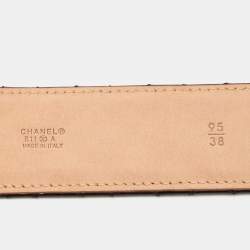 Pre Owned Chanel Black Quilted Patent Leather CC Buckle Belt 95CM