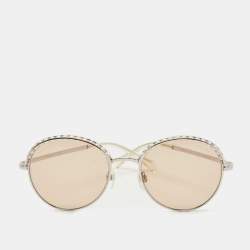 Chanel Silver Tone/Beige 4247-H Faux Pearl Round Sunglasses Chanel