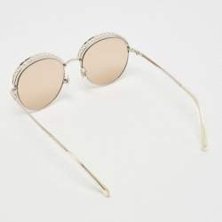 Pre Owned Chanel Silver Tone/Beige 4247-H Faux Pearl Round Sunglasses