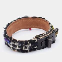Pre Owned Chanel Black Tweed TurnLock Wrap Bracelet