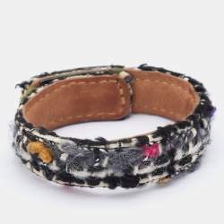 Pre Owned Chanel Black Tweed TurnLock Wrap Bracelet