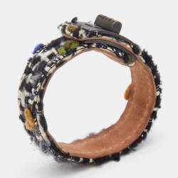 Pre Owned Chanel Black Tweed TurnLock Wrap Bracelet