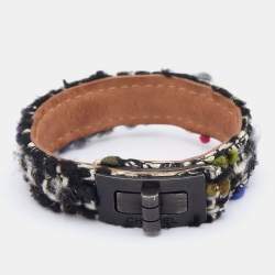 Pre Owned Chanel Black Tweed TurnLock Wrap Bracelet