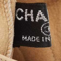 Chanel Beige/Black Leather CC Fingerless Gloves Size 8