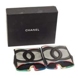 Pre Owned Chanel Multicolor PVC and Leather CC Fingerless Gloves Size 8