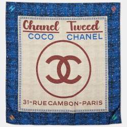Chanel Multicolor Tweed Printed Silk Square Scarf